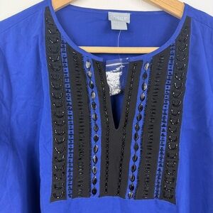 Chico's Royal Blue Tunic with Black Detailing